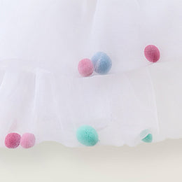 Girls White Shoulder Straps Fit & Flare Cotton Dress