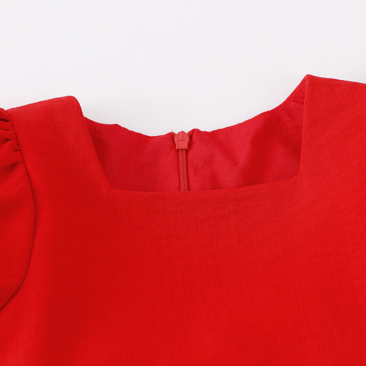 Puff Sleeve Fit & Flare Dress