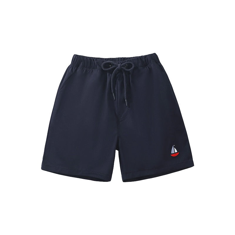 Navy Blue Boys Mid-Rise Cotton Shorts