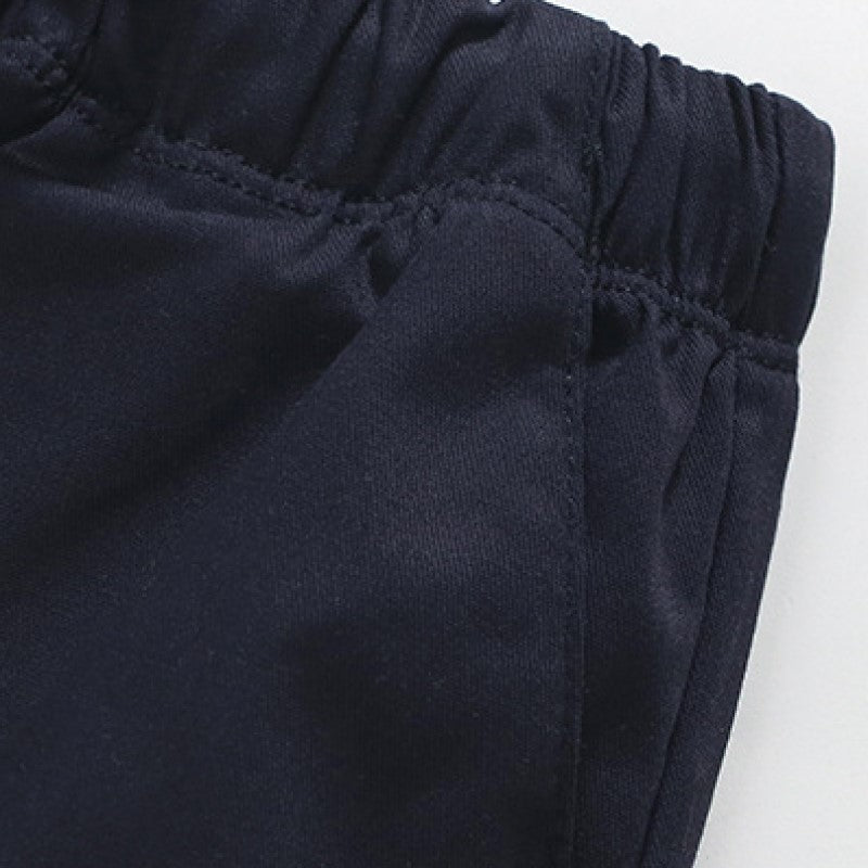 Navy Blue Boys Mid-Rise Cotton Shorts