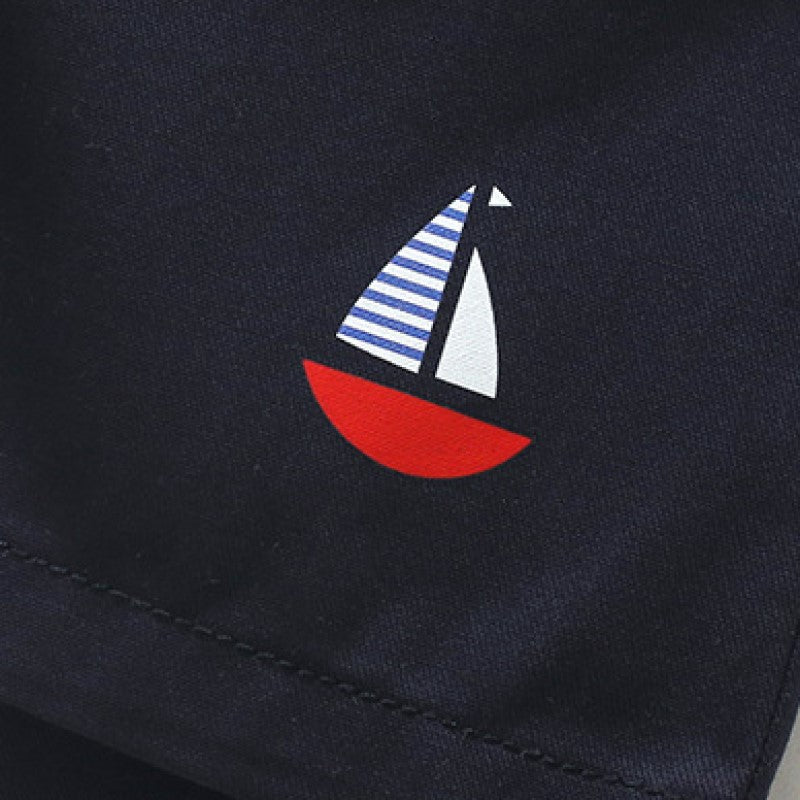 Navy Blue Boys Mid-Rise Cotton Shorts