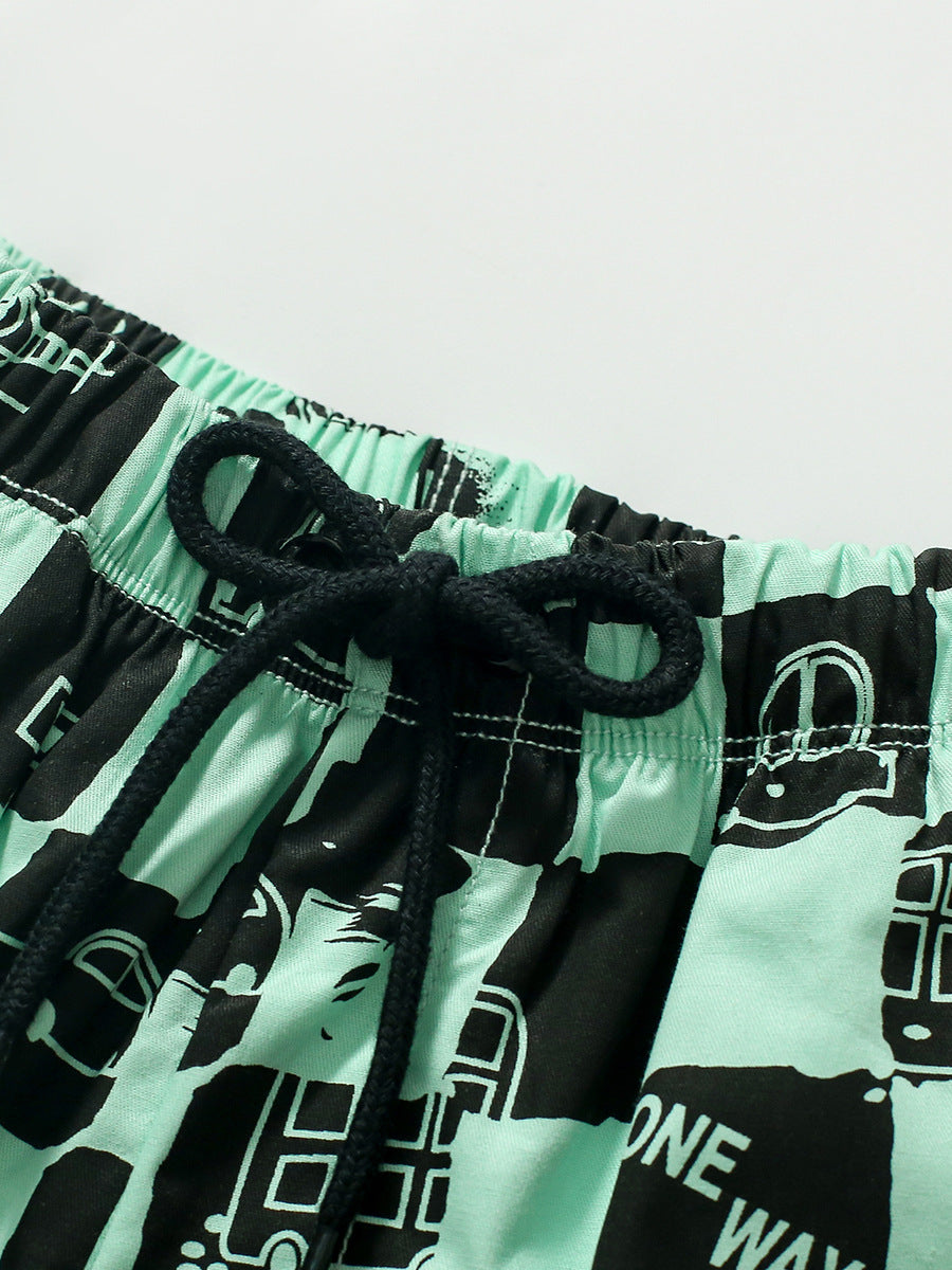 Boys Graphic Printed Loose Fit Cotton Shorts