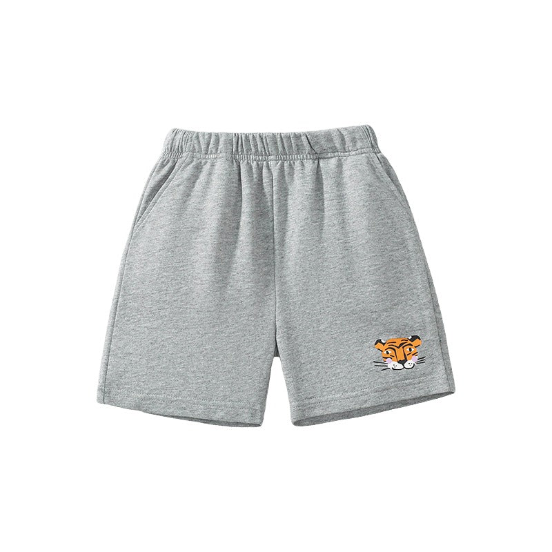 Boys Grey Loose Fit Cotton Regular Shorts