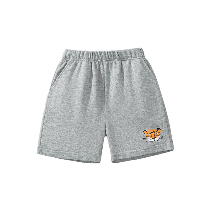 Boys Grey Loose Fit Cotton Regular Shorts