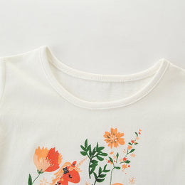 Girls Pink Graphic Printed Cotton Fit & Flare Dress