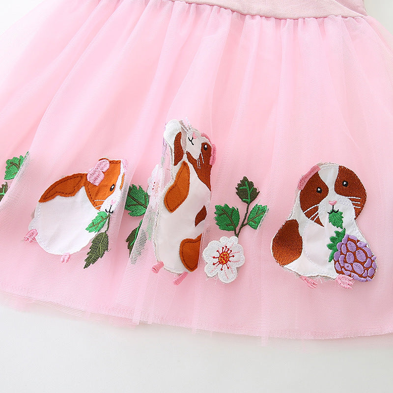 Girls Pink Graphic Printed Cotton Fit & Flare Dress