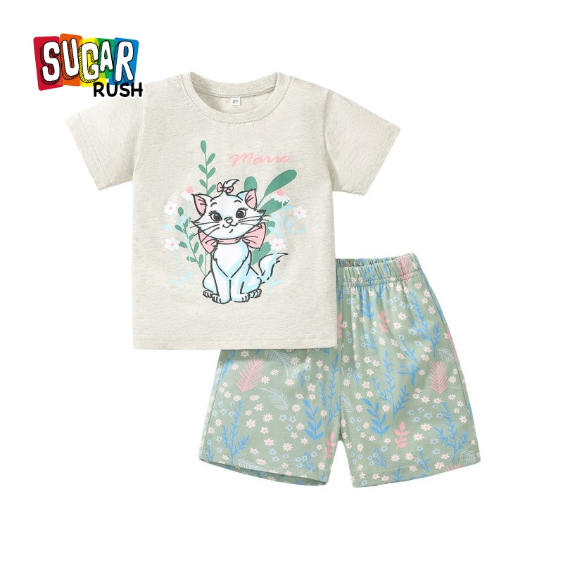 Girls Graphic Printed T-shirt with Shorts