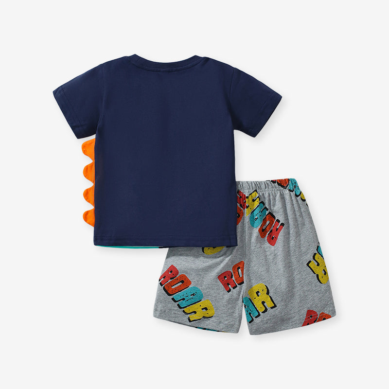 Boys Round Neck Short Sleeves Printed Top with Shorts