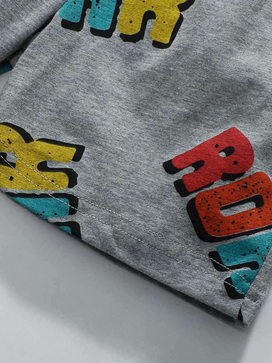 Boys Round Neck Short Sleeves Printed Top with Shorts