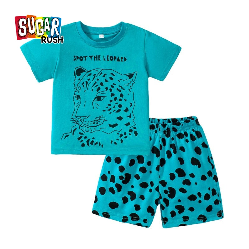 Boys Blue Graphic Printed Top with Shorts