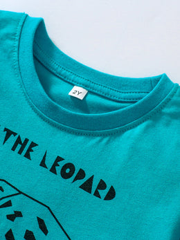 Boys Blue Graphic Printed Top with Shorts