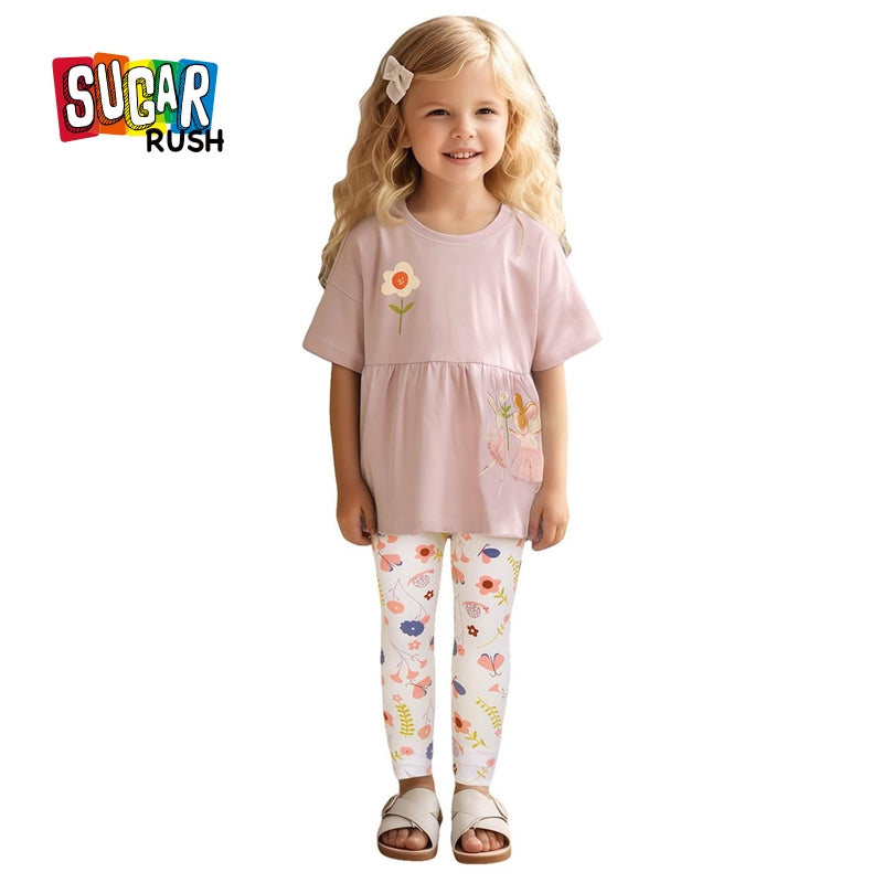 Girls Printed Pure Cotton Top With Trouser