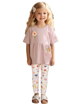 Girls Printed Pure Cotton Top With Trouser