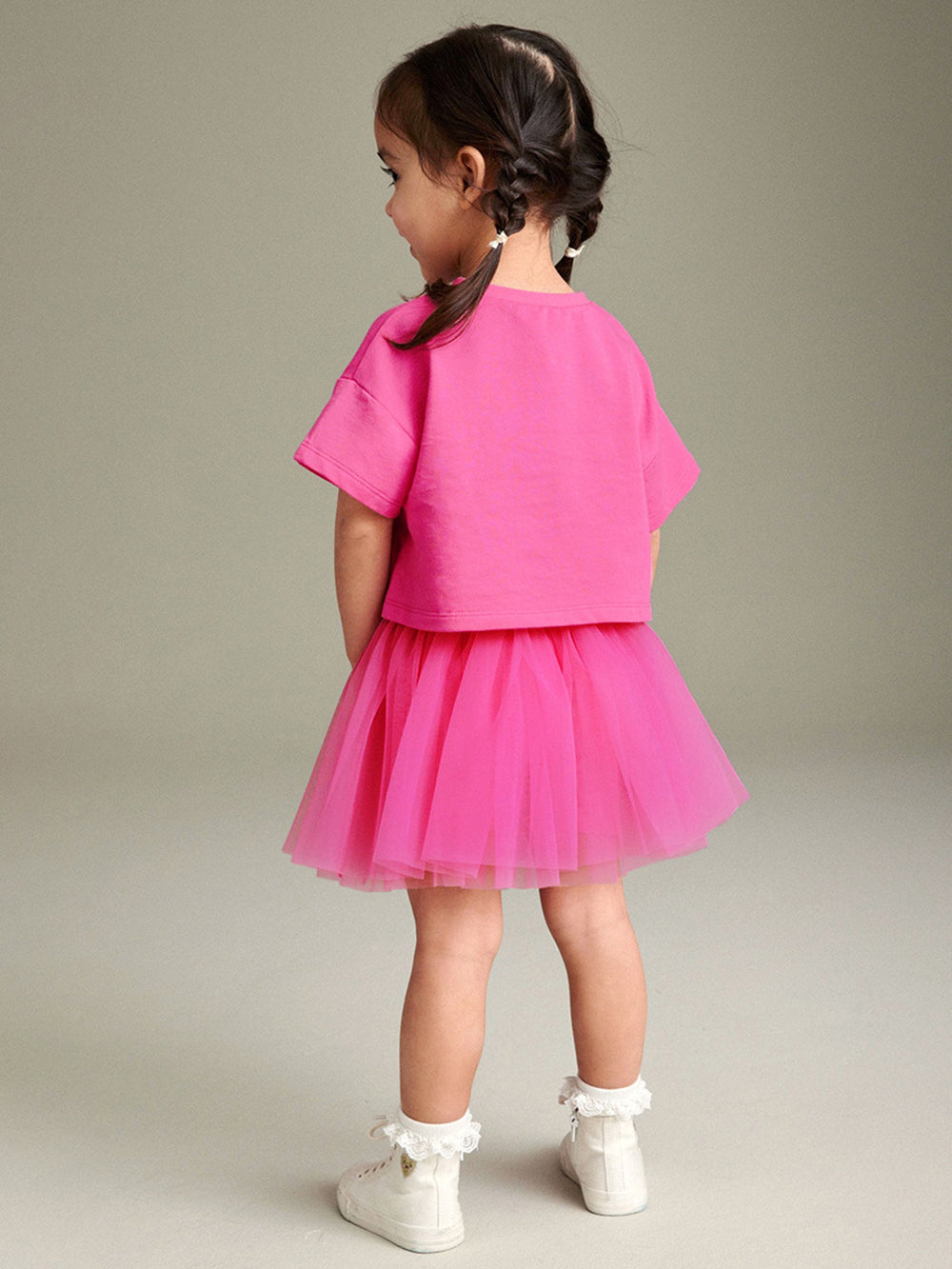Girls Printed Short Sleeves T-shirt With Skirt