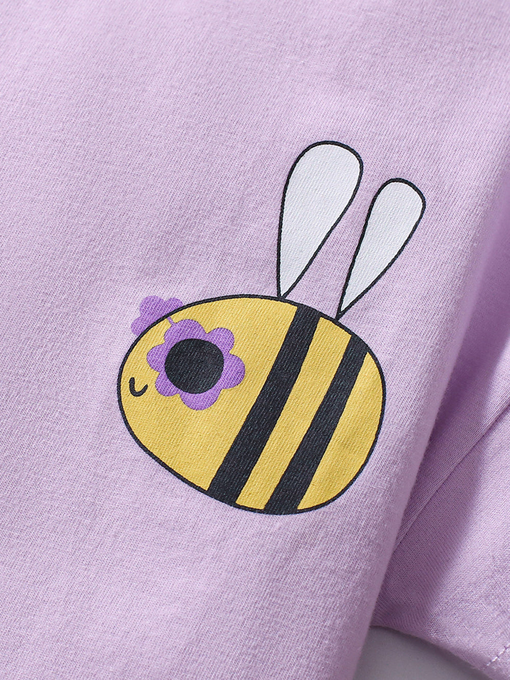 Girls Printed Round Neck T-shirt with Pyjama