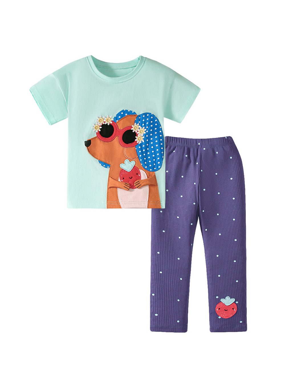 Girls Printed Pure Cotton T-shirt With Trousers