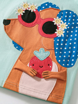 Girls Printed Pure Cotton T-shirt With Trousers