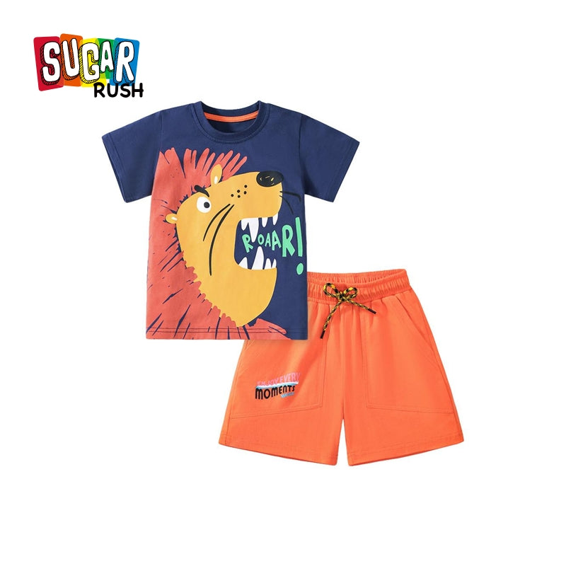 Boys Printed Pure Cotton T-Shirt With Shorts