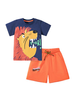 Boys Printed Pure Cotton T-Shirt With Shorts