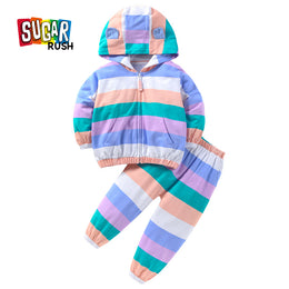 Girls Colourblocked Hooded Top with Pyjamas