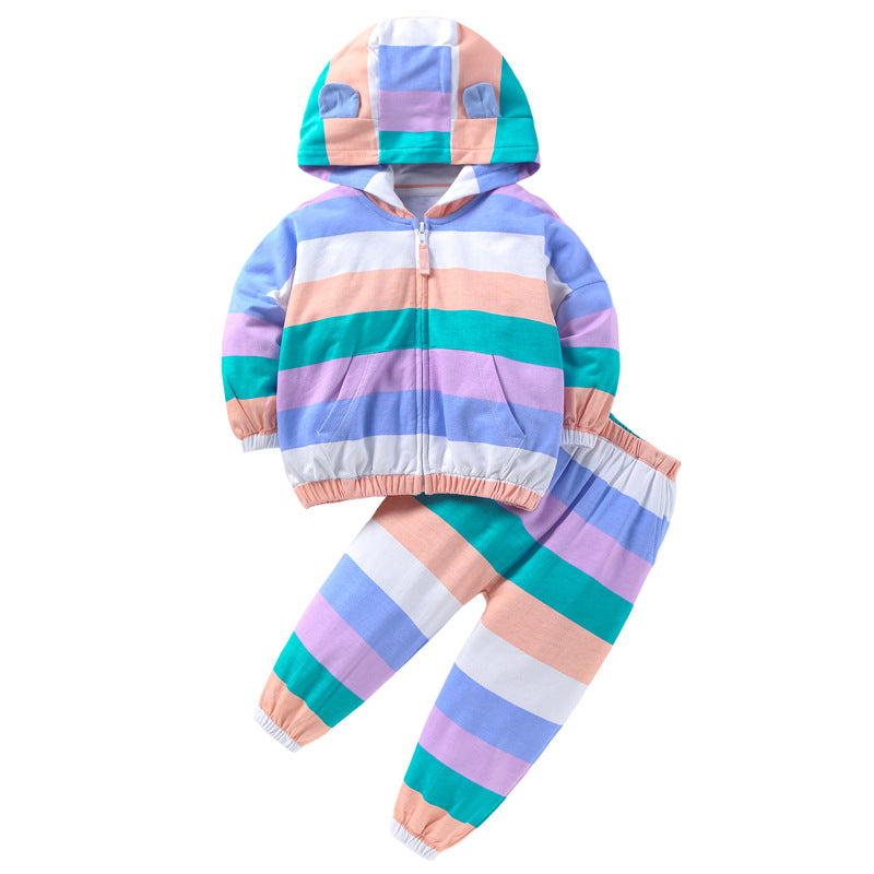 Girls Colourblocked Hooded Top with Pyjamas