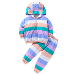 Girls Colourblocked Hooded Top with Pyjamas