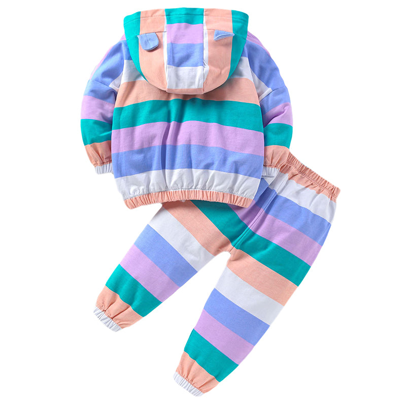 Girls Colourblocked Hooded Top with Pyjamas