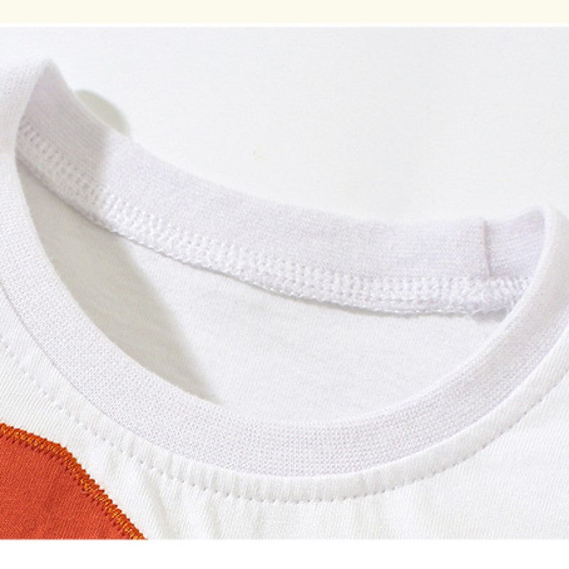 Boys White Printed Pure Cotton T-shirt With Shorts