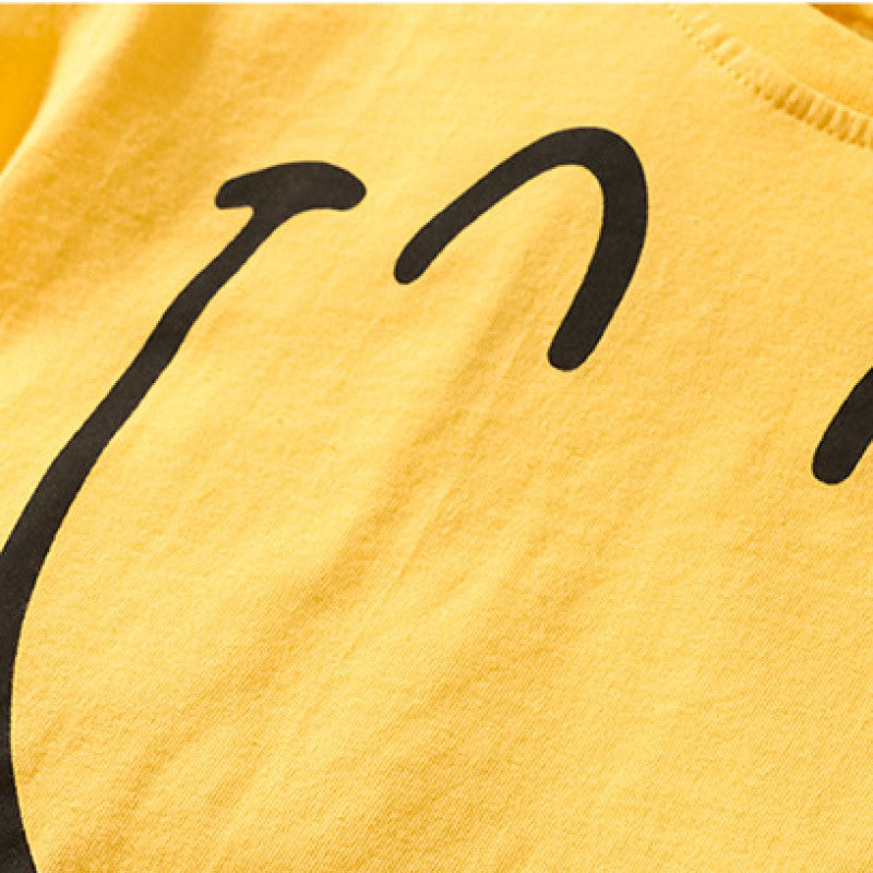 Boys Yellow Printed Pure Cotton T-shirt With Shorts