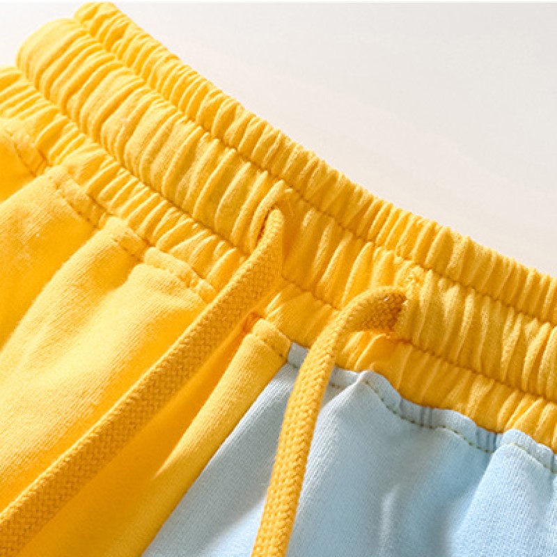 Boys Yellow Printed Pure Cotton T-shirt With Shorts