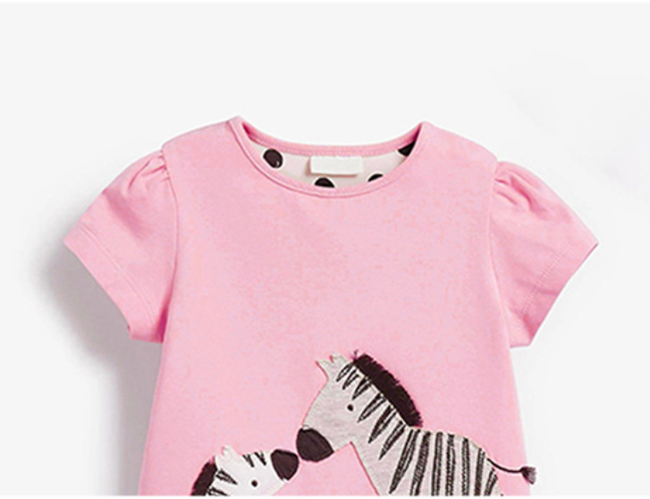 Girls Pink Graphic Embroidered Pure Cotton Top with Shorts