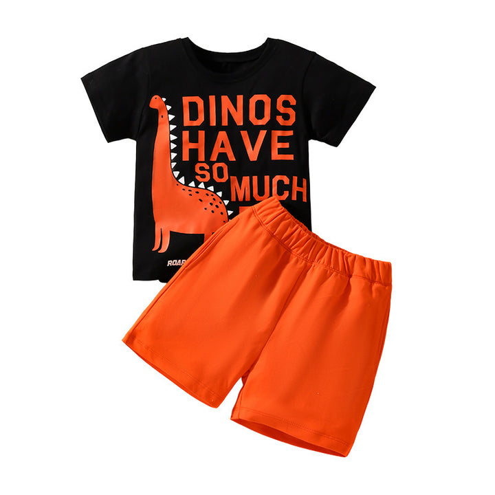 Boys Black Graphic Printed Top with Shorts