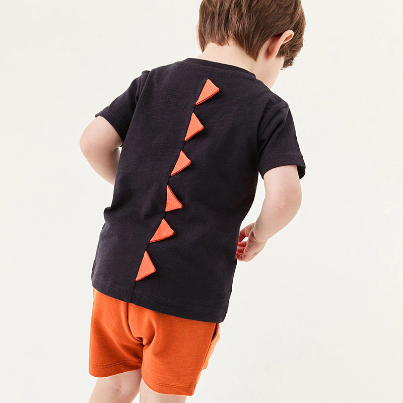 Boys Black Graphic Printed Top with Shorts