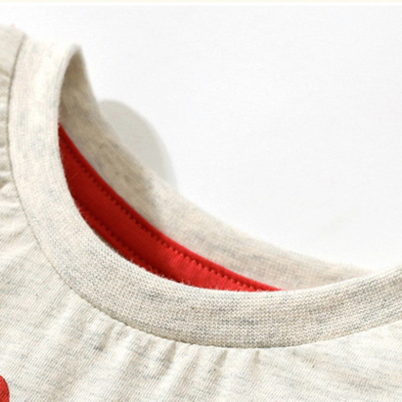 Girls Beige & Red Printed Pure Cotton Top with Shorts