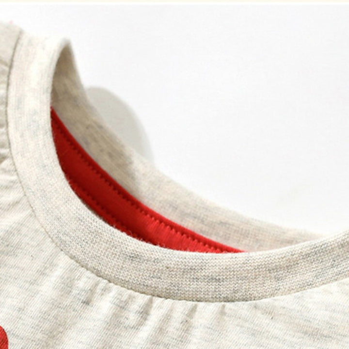 Girls Beige & Red Printed Pure Cotton Top with Shorts