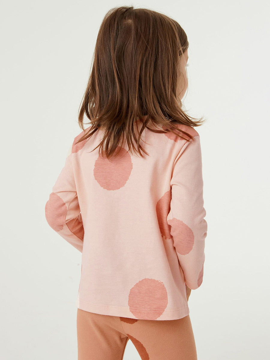 Girls Pink Geometric Printed Pure Cotton T-shirt with Leggings