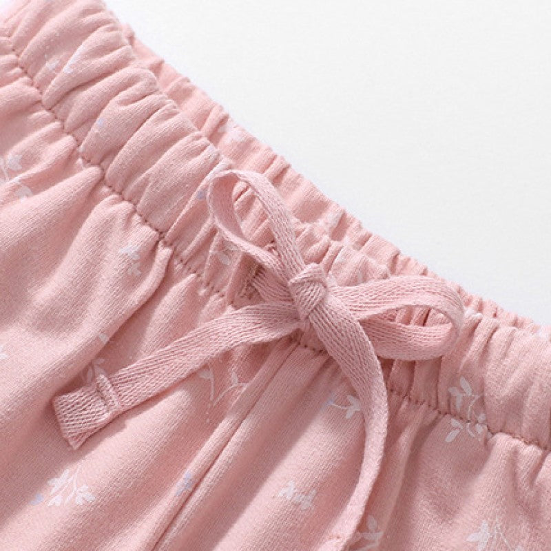 Girls Pink & White Floral Printed Sweatshirt With Printed Pyjama