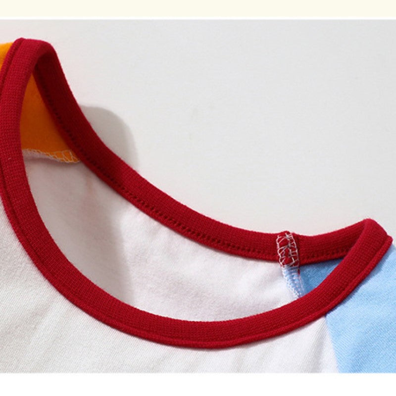Girls White, Red & Yellow Colourblocked Top with Shorts
