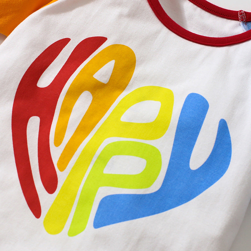 Girls White, Red & Yellow Colourblocked Top with Shorts