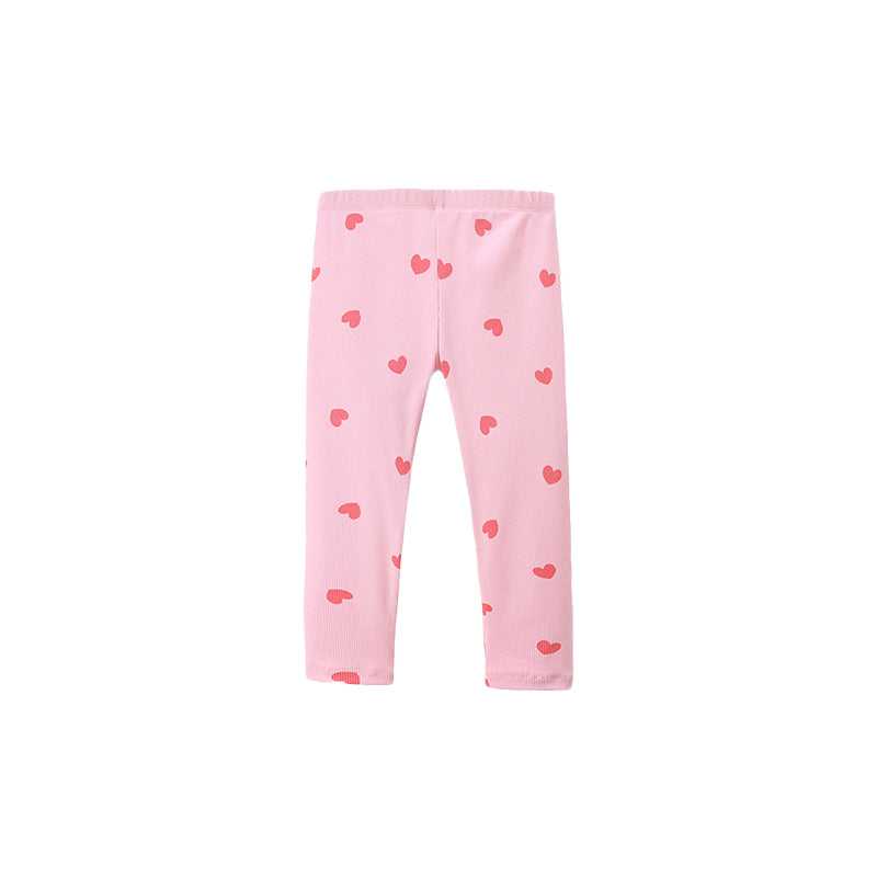 Girls Pink Conversational Printed Skinny Fit High Rise Easy Wash Trousers