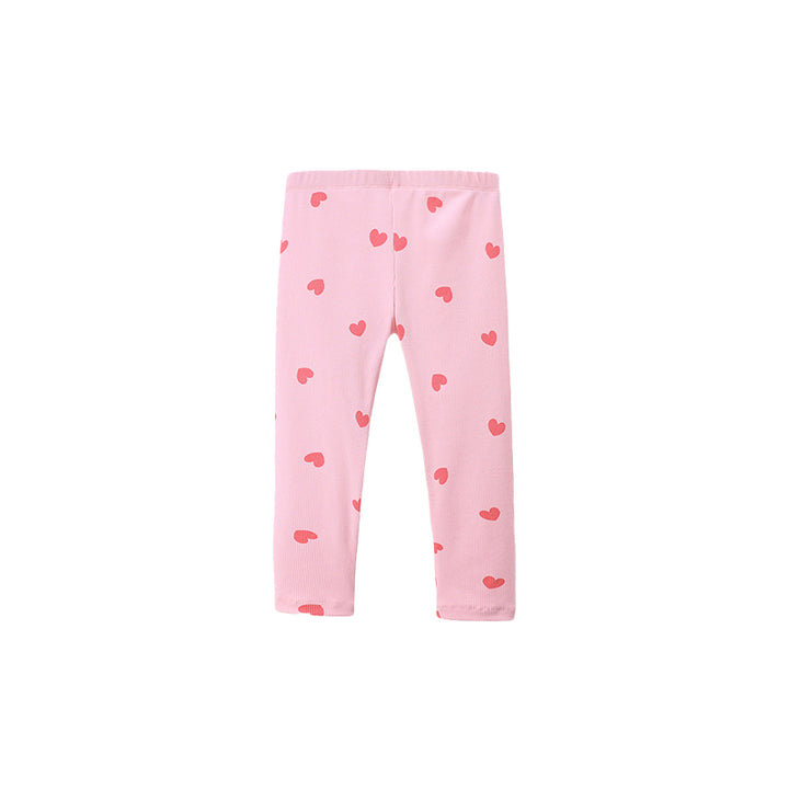 Girls Pink Conversational Printed Skinny Fit High Rise Easy Wash Trousers