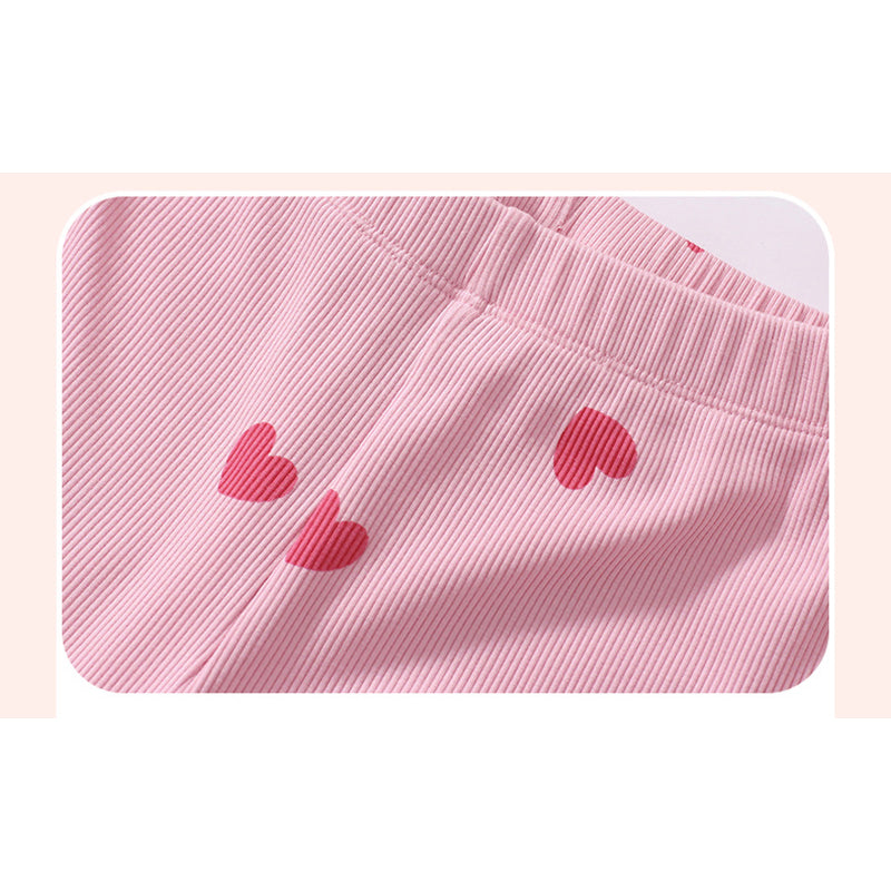 Girls Pink Conversational Printed Skinny Fit High Rise Easy Wash Trousers