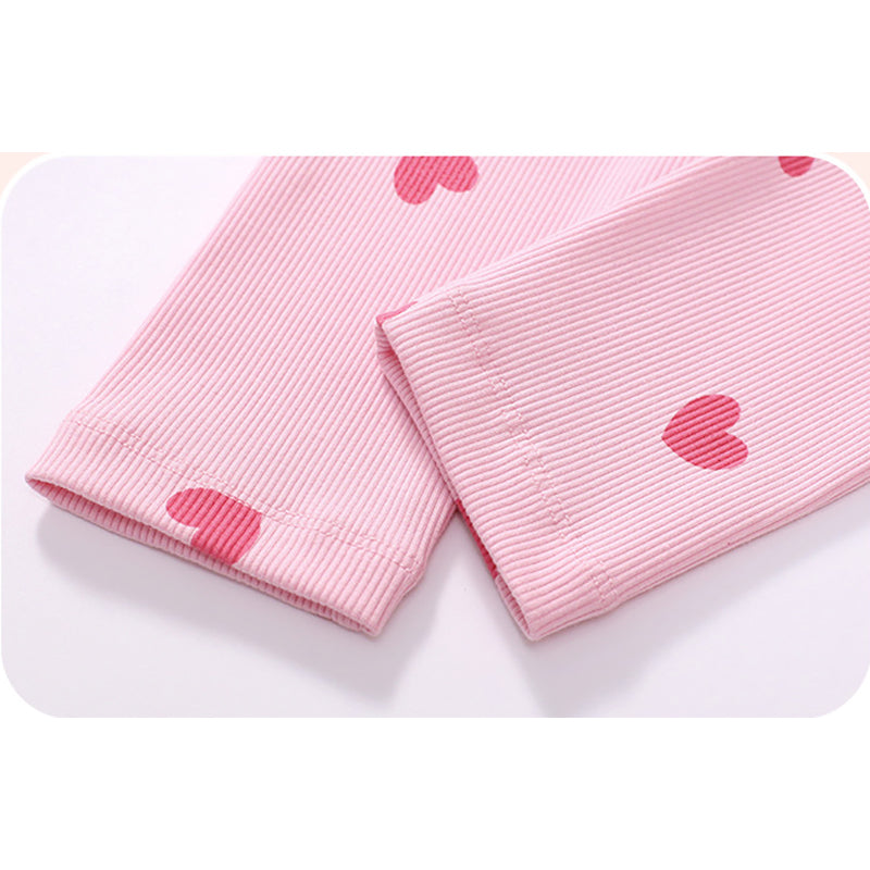 Girls Pink Conversational Printed Skinny Fit High Rise Easy Wash Trousers