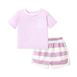 Girls Typography Printed Pure Cotton T-shirt with Shorts