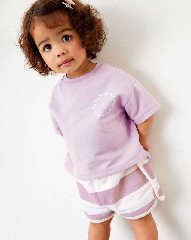Girls Typography Printed Pure Cotton T-shirt with Shorts