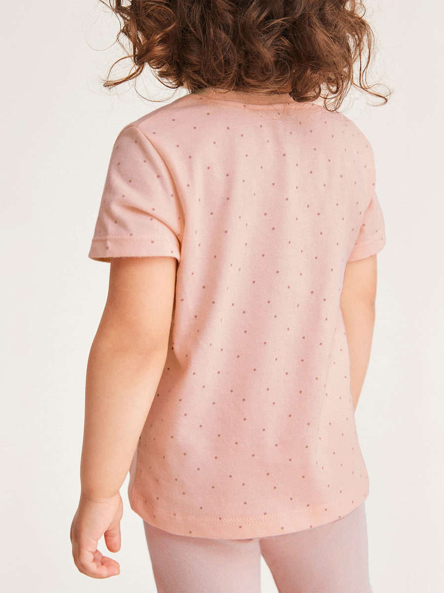 Girls Printed Pure Cotton T-shirt With Pyjamas