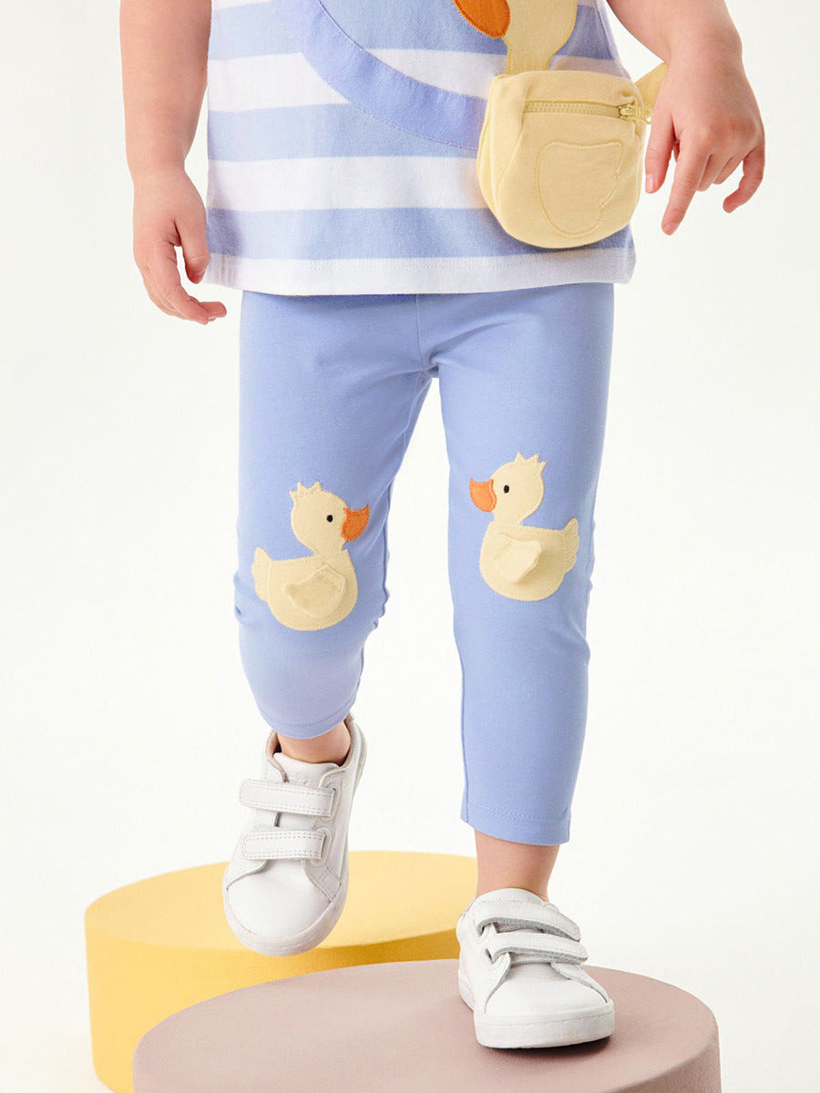 Girls Striped RoundNeck T-shirt with Leggings