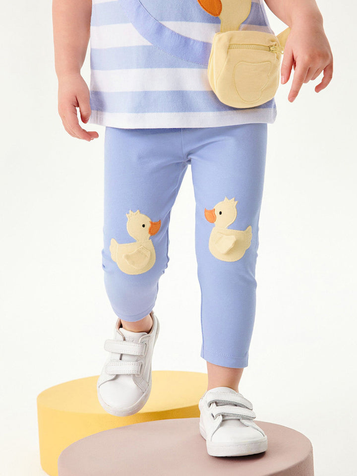 Girls Striped RoundNeck T-shirt with Leggings