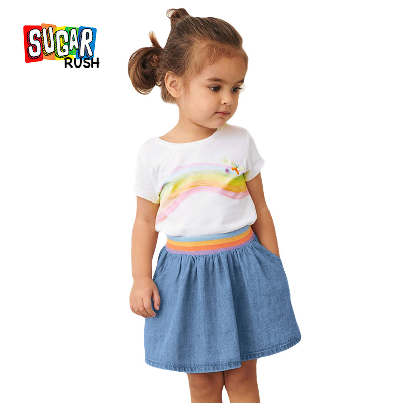 Girls Printed Top with Skirt