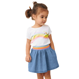 Girls Printed Top with Skirt